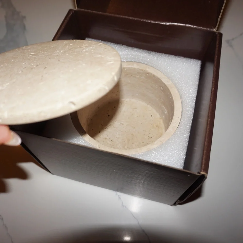 ame gemella travertine stone treat jar